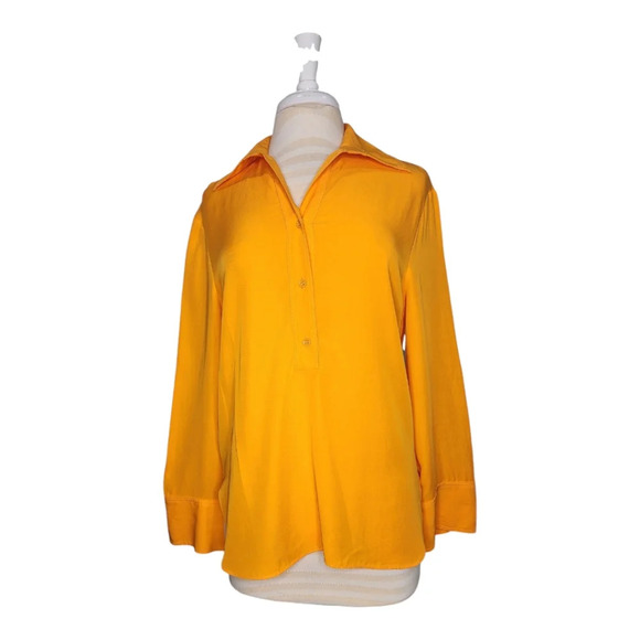 ZARA Satin Oversized Flowy Shirt Bright Orange Sz M - Picture 8 of 8